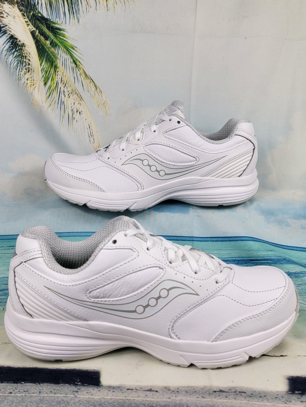 Saucony Integrity Walker 3 Walking Sneakers White Leather Womens 10 Wide